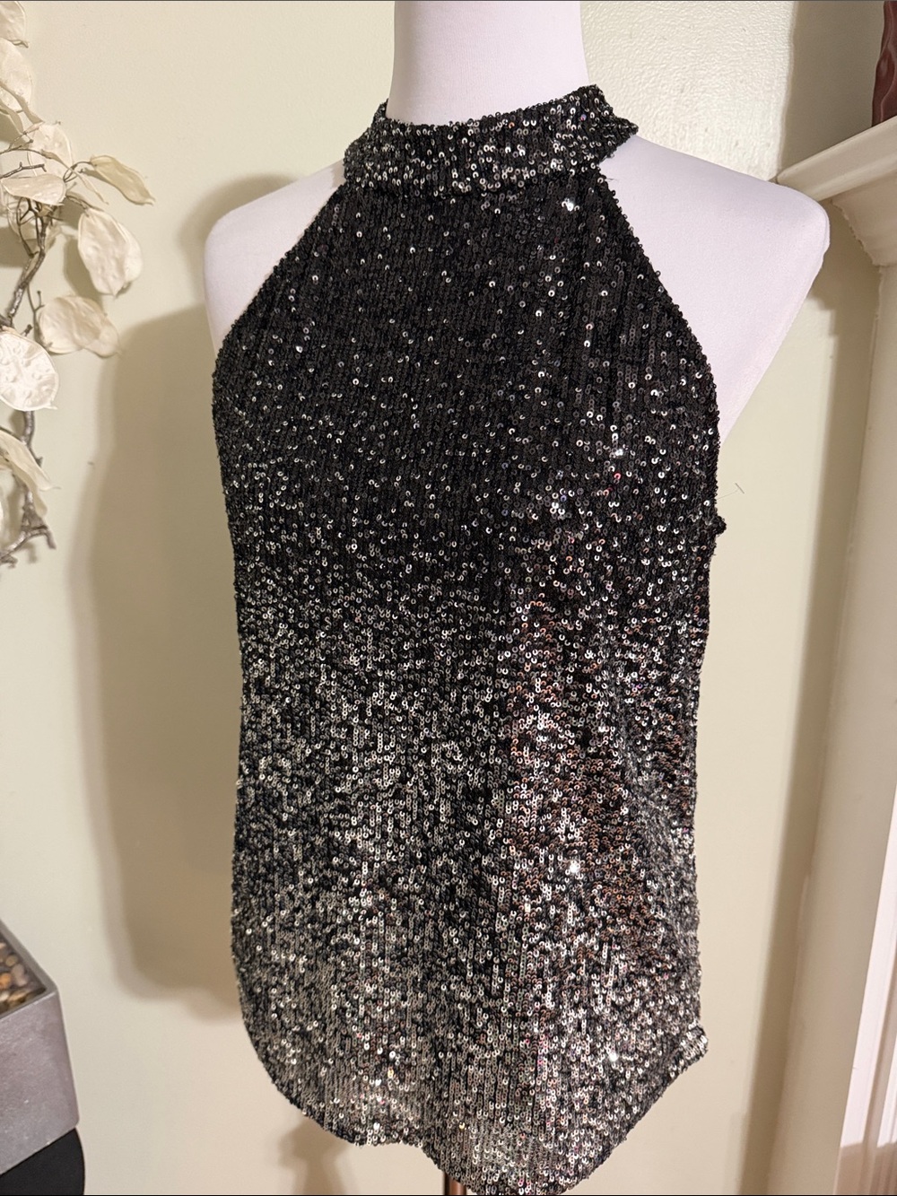 Cable & Gauge Black Sequin Halter Neck Top - Picture 5 of 5